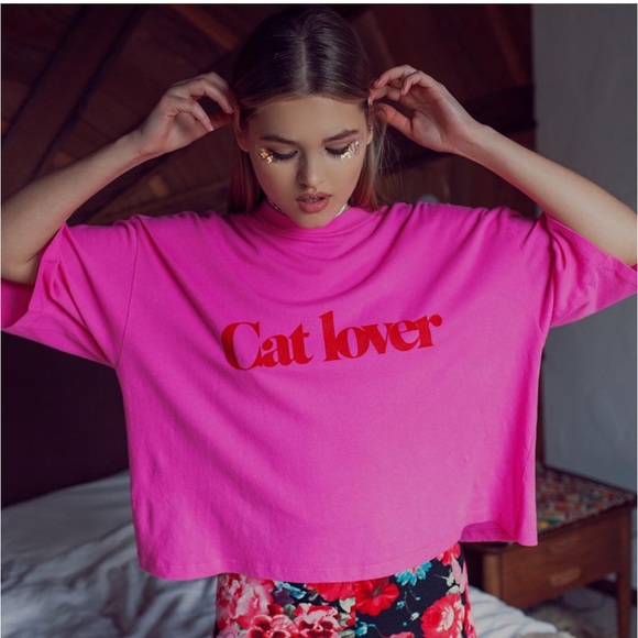 NWT Revolve Daydream Nation Cat Lover Tee in Kiss Kiss Pink Size XSmall - Picture 3 of 5